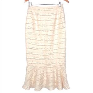 Cream Fringe Maxi Womens Skirt Size S Honey Punch